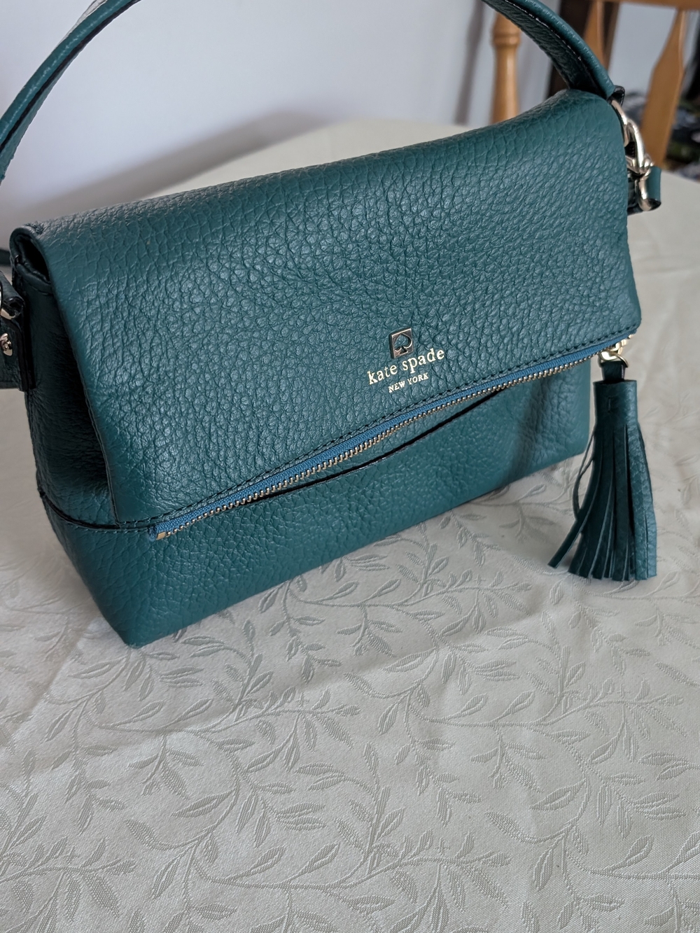 kate spade New York Teal Pebbled Leather Top-Handle Bag